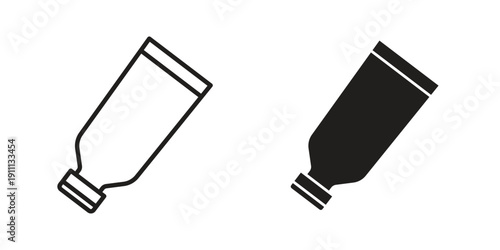 Cream tube icon. Line and Silhouette Icon Set.