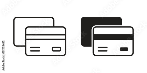 Credit card icon. Line and Silhouette Icon Set.