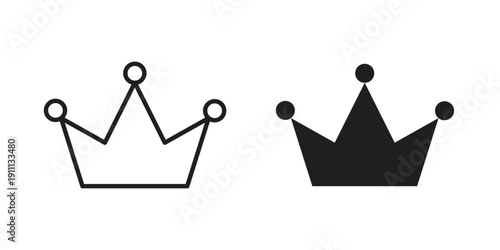 Crown icon. Line and Silhouette Icon Set.