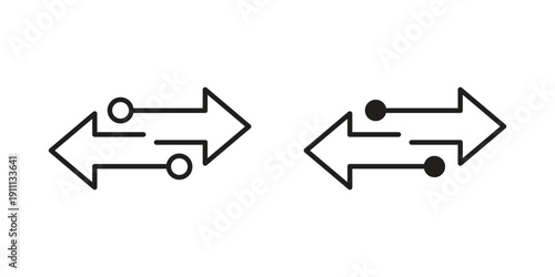 Data transfer icon. Line and Silhouette Icon Set.