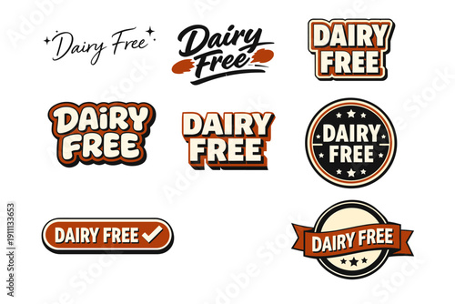 Dairy free labels: diverse designs and styles for food packaging