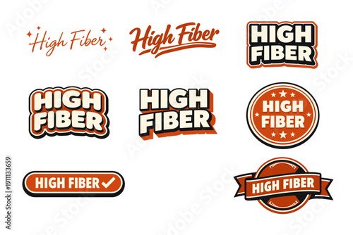High fiber labels collection with various bold typography styles