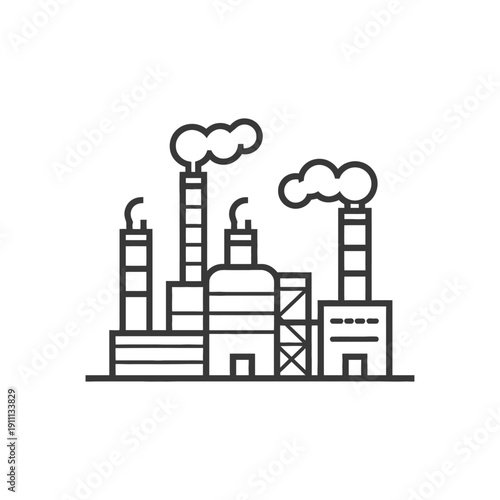 A simplified industrial factory illustration emitting smoke into the atmosphere