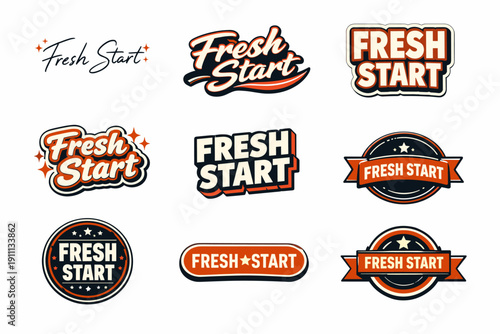 Fresh start logo collection with retro and modern designs