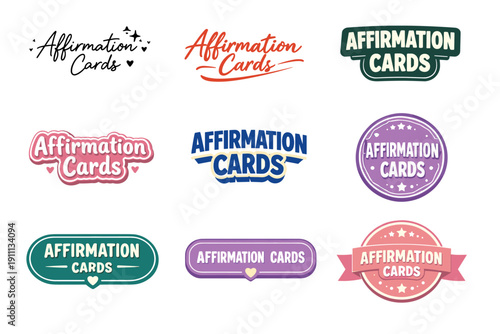 Colorful affirmation cards collection with various designs and fonts