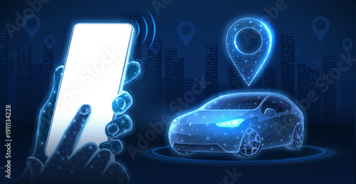 Digital car with location pin. GPS tracking, smart transportation, digital navigation, vehicle management, location-based services, innovation, future mobility, car tracking technology.