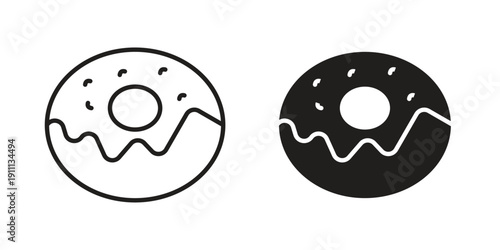 Doughnut icon. Line and Silhouette Icon Set.