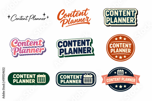 Colorful content planner stickers and labels collection