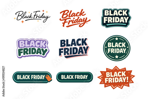 Colorful black friday sale badges collection for shopping promotions