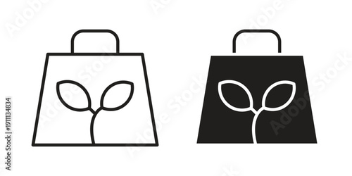 Eco bag icon. Line and Silhouette Icon Set.