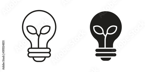 ECO Energy icon. Line and Silhouette Icon Set.