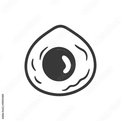 Simple black and white illustration of a single fried egg