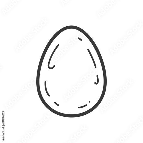 A simple black and white image depicting a single egg shape