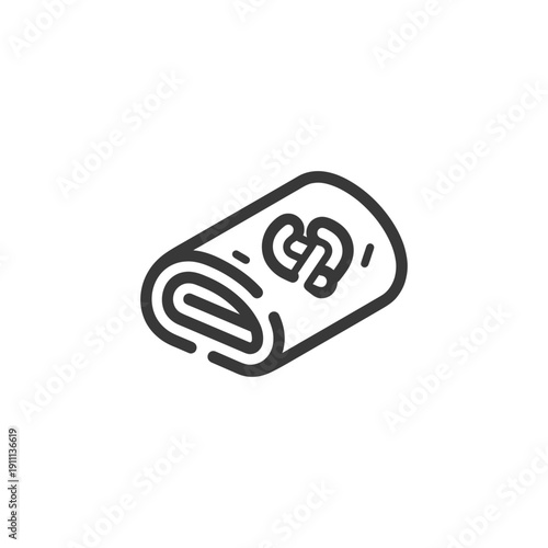 Rolled fabric item with some currency symbol on the surface