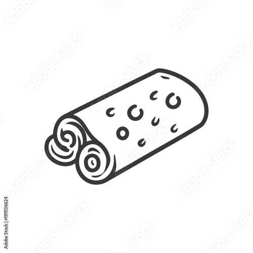 A simple line drawing illustration of a rolled food item