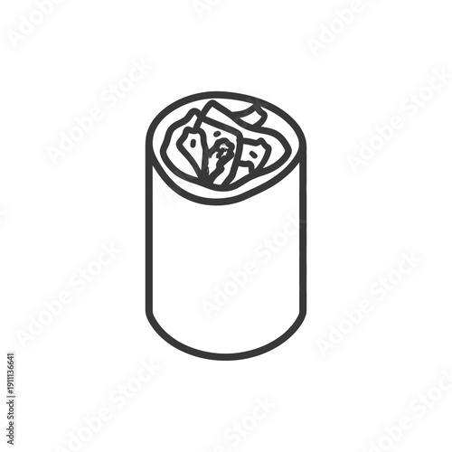 A simple line drawing of a food wrap with filling