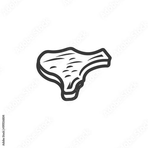 Black and white illustration of a cut of raw steak