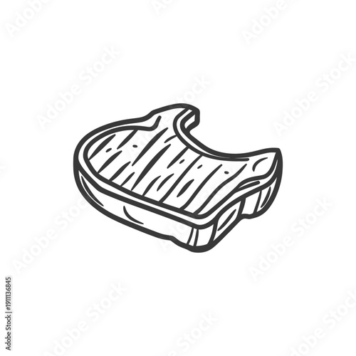 Simple black and white illustration of a grilled meat steak