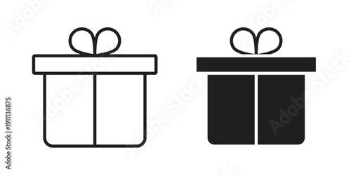 Gift box icon. Line and Silhouette Icon Set.