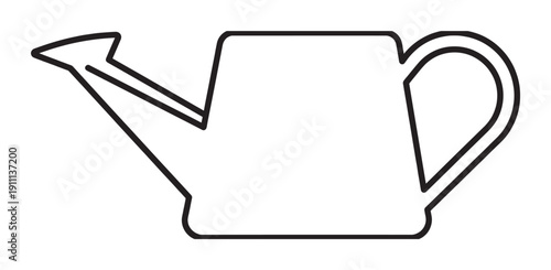 Simple watering can outline icon for gardening and horticulture concepts, presented as a clean black and white vector graphic symbol for agriculture and plant care