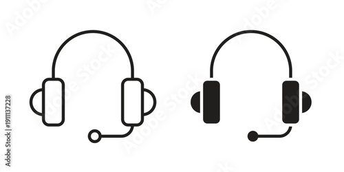 Headset icon. Line and Silhouette Icon Set.