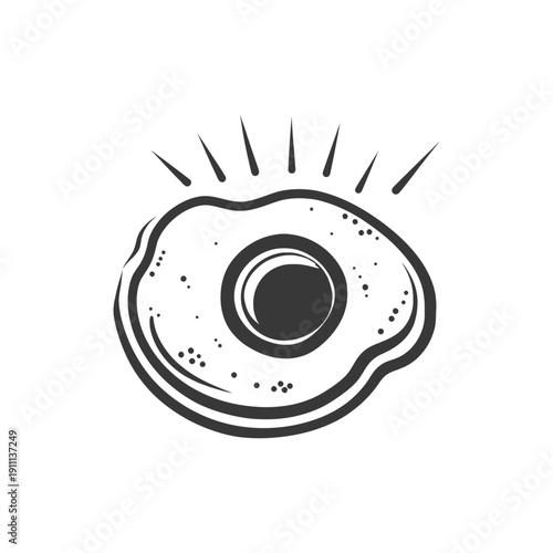 A simple illustration of a single fried egg over a white background