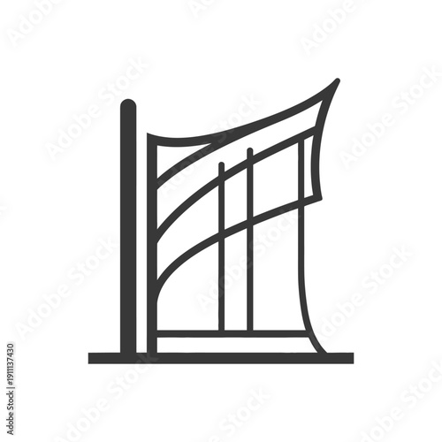 Stylized graphic illustration depicting a fluttering flag on a pole