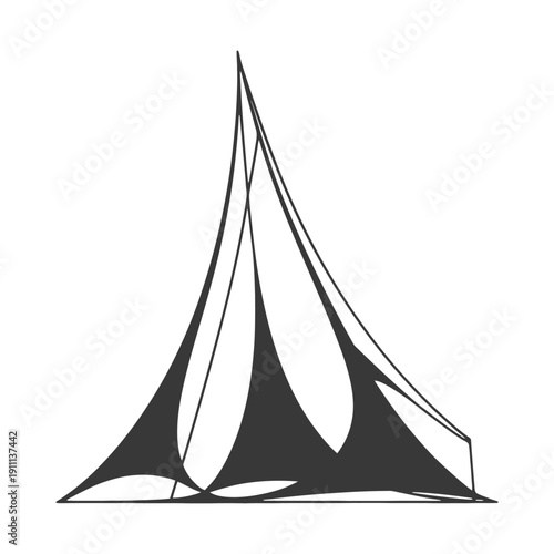 An abstract artistic representation of a tent structure with lines