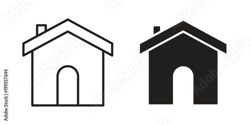 Home icon. Line and Silhouette Icon Set.