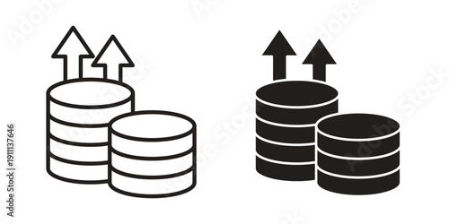 High revenue icon. Line and Silhouette Icon Set.