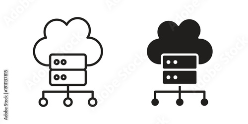 Hosting icon. Line and Silhouette Icon Set.