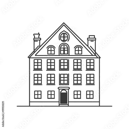 An illustration of a tall multi story dwelling structure