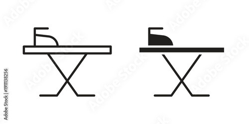 Ironing board icon. Line and Silhouette Icon Set.