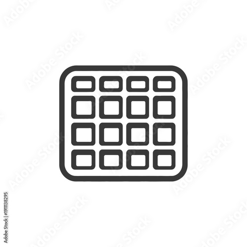 A simple illustration featuring a square grid of rectangular boxes