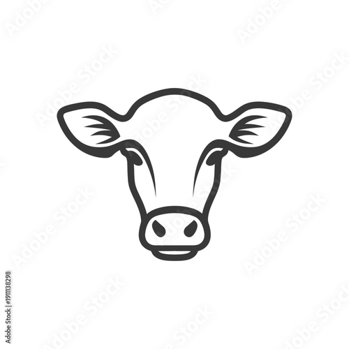 A stylized illustration depicting the head of a domestic cow