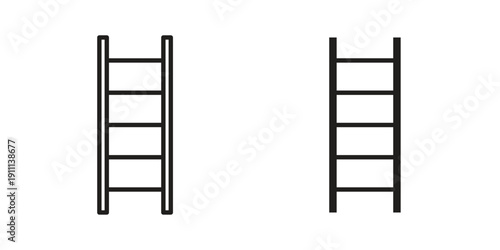 Ladder icon. Line and Silhouette Icon Set.