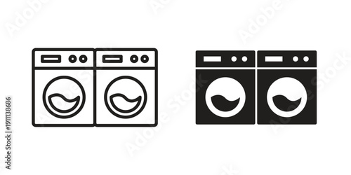 Laundry icon. Line and Silhouette Icon Set.