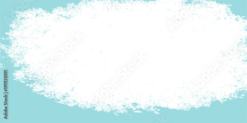 An abstract blue grunge winter backdrop featuring a snowy texture with artistic paint splashes, ice crystals, and cold water drops framed by a decorative snowflake border pattern