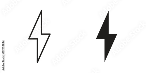 Lightning icon. Line and Silhouette Icon Set.