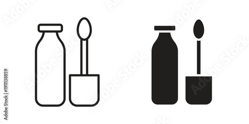 Lip gloss icon. Line and Silhouette Icon Set.