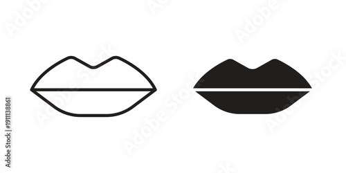 Lips icon. Line and Silhouette Icon Set.
