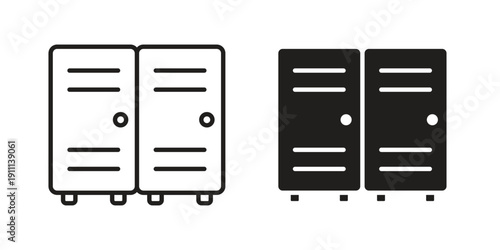 Locker icon. Line and Silhouette Icon Set.