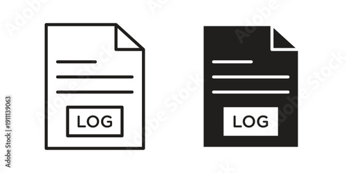 log file icon. Line and Silhouette Icon Set.
