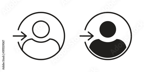 Login icon. Line and Silhouette Icon Set.