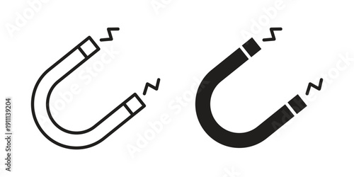 Magnet icon. Line and Silhouette Icon Set.
