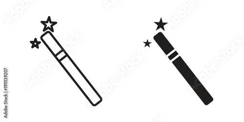 Magic wand icon. Line and Silhouette Icon Set.