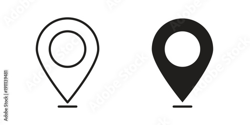 Map marker icon. Line and Silhouette Icon Set.