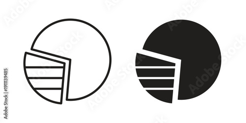 Market share icon. Line and Silhouette Icon Set.
