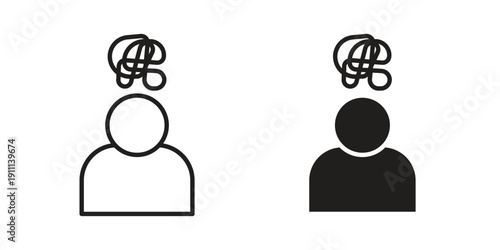 Mental disorder icon. Line and Silhouette Icon Set.