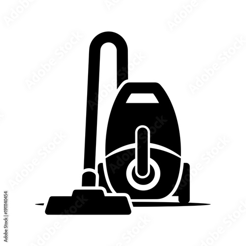 Vacuum cleaner in minimalist black silhouette design  